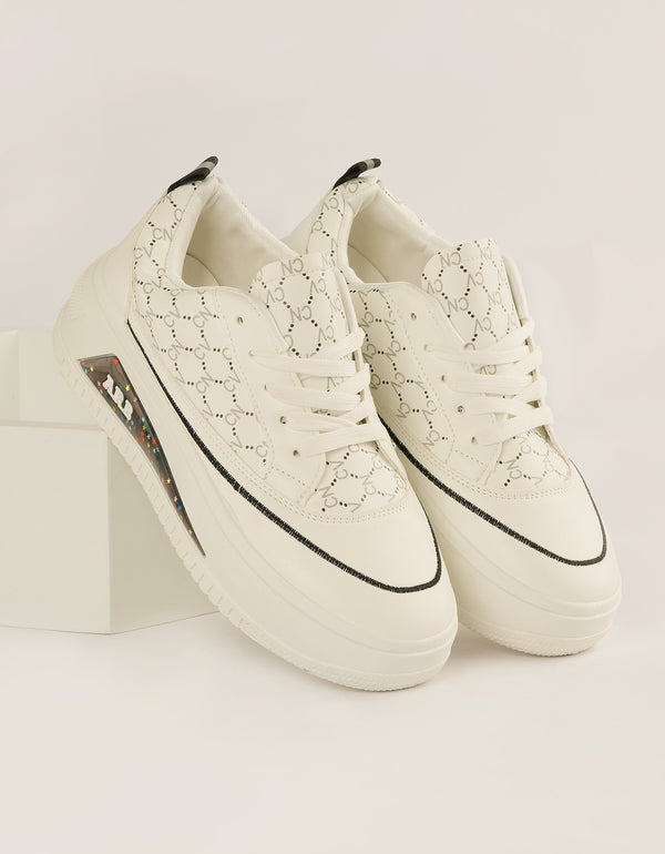 Monochrome Elegance Platform Sneakers