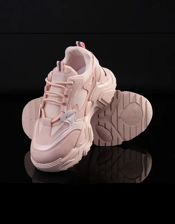 Luminescent Lace-Up Sneakers L.PINK