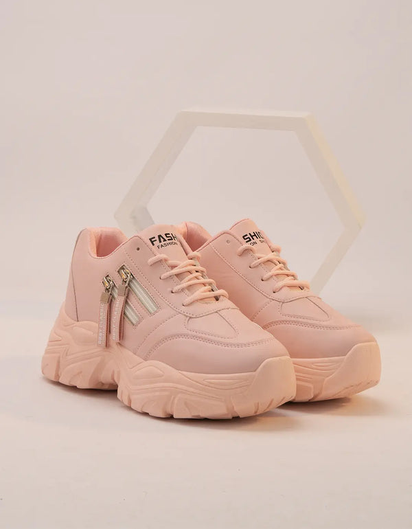 Blush Chunky Zip Sneakers