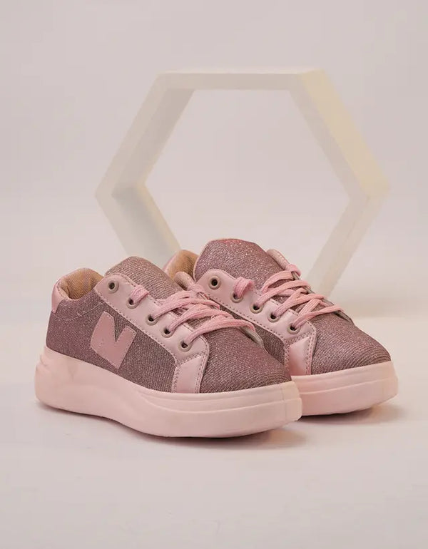 Pink Shimmer Low-Top Sneakers - Rosy Glow